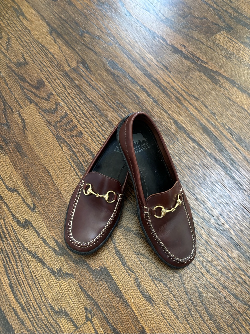 Men's Brown Leather Bit Loafers with Gold Hardware